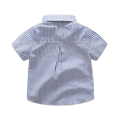 Summer Boys Clothing Sets Cotton Striped Short Sleeve Shirt Pants 2Pcs Suit For 2-6 Years Kids Casual Outfits Gentlemen Suit