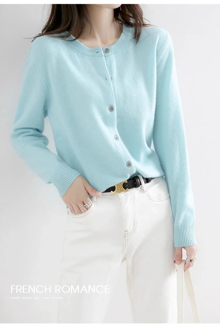 Women Autumn Winter Single-Breasted O-Collar Cardigan Vintage Long Sleeve Knitting Sweaters Casual Loose Versatile Streetwear