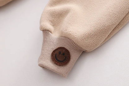 Winter New Baby Hooded Cotton Coat Long Sleeve Set for Boys and Girls' Vest with Velvet and Thickened Casual Three Piece Set