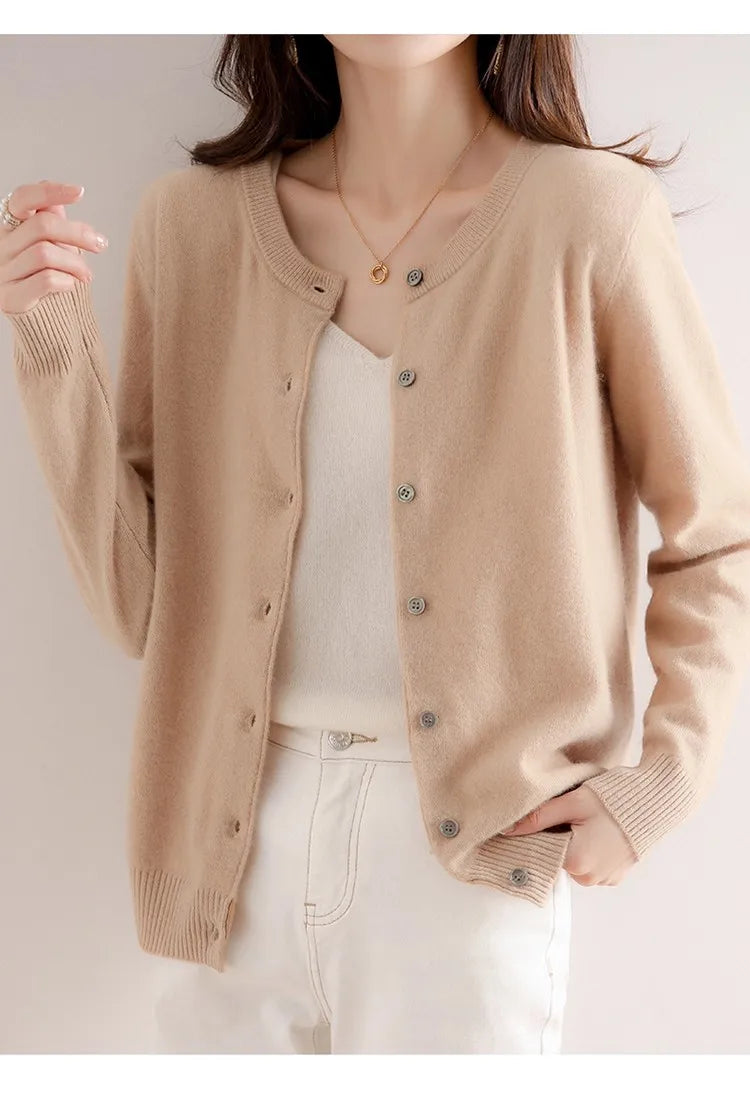 Women Autumn Winter Single-Breasted O-Collar Cardigan Vintage Long Sleeve Knitting Sweaters Casual Loose Versatile Streetwear