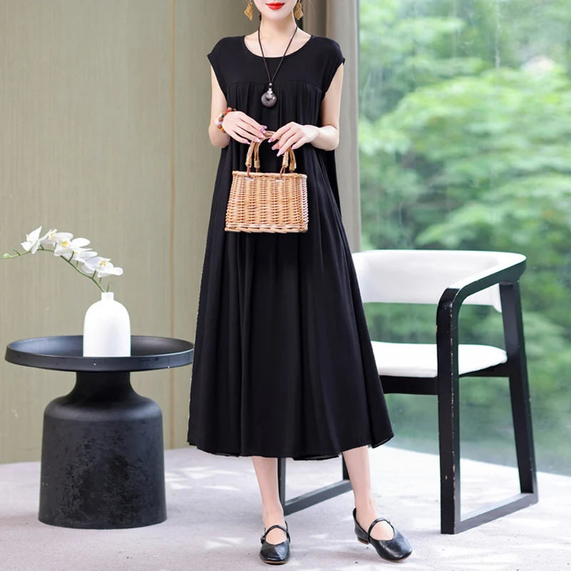 New Fashion Summer Dress For Women Sundress 2025 Casual short sleeve dress Print Female O-Neck Robe Oversize Bohemian dresses