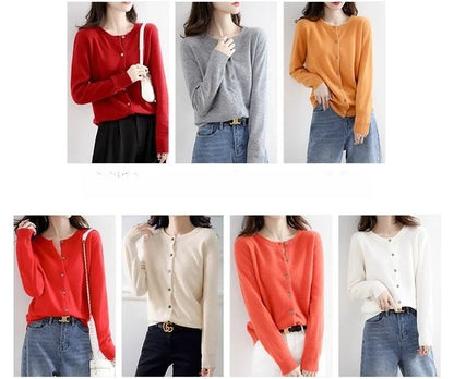 Women Autumn Winter Single-Breasted O-Collar Cardigan Vintage Long Sleeve Knitting Sweaters Casual Loose Versatile Streetwear