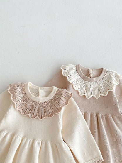 Dress for Baby Girls Soft Knitted Dress Autumn Winter Sweet Pink Princess Dress Girls Sweater Casual Baby Girl Clothing