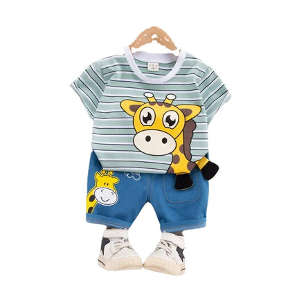Summer Children Boys Clothing Kids Cartoon T-Shirt Shorts 2Pcs/Set Toddler Leisure Sport Suits Baby Cotton Tracksuits 0-5 Years