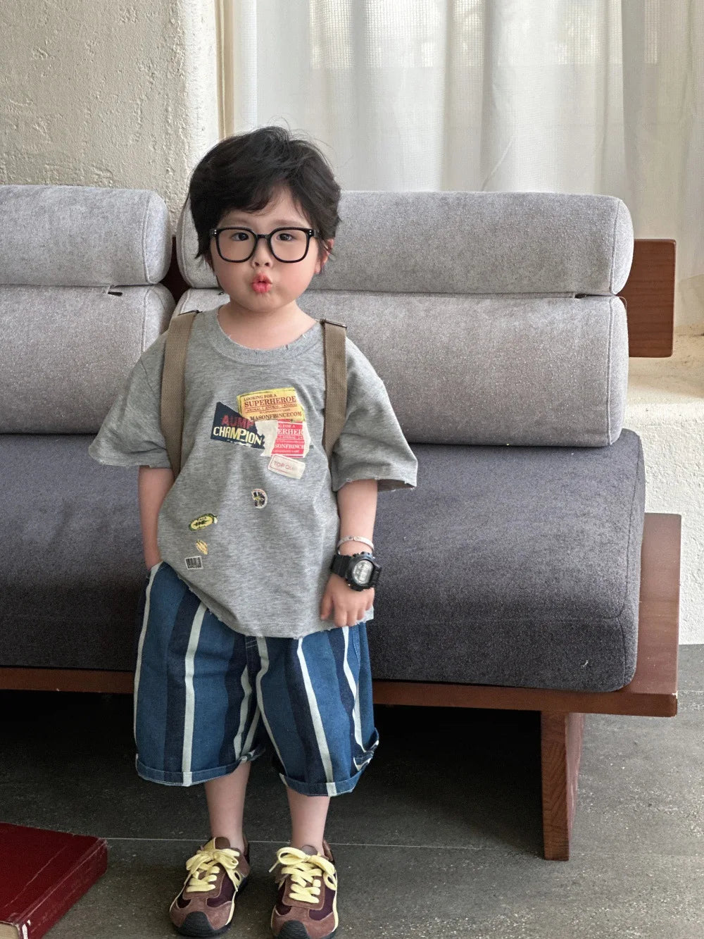 Summer Boys Clothes 2-7Y Kids Cool T Shirt And Denim Shorts Kids Clothing Set Children Outfit