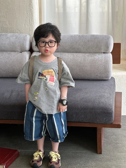 Summer Boys Clothes 2-7Y Kids Cool T Shirt And Denim Shorts Kids Clothing Set Children Outfit