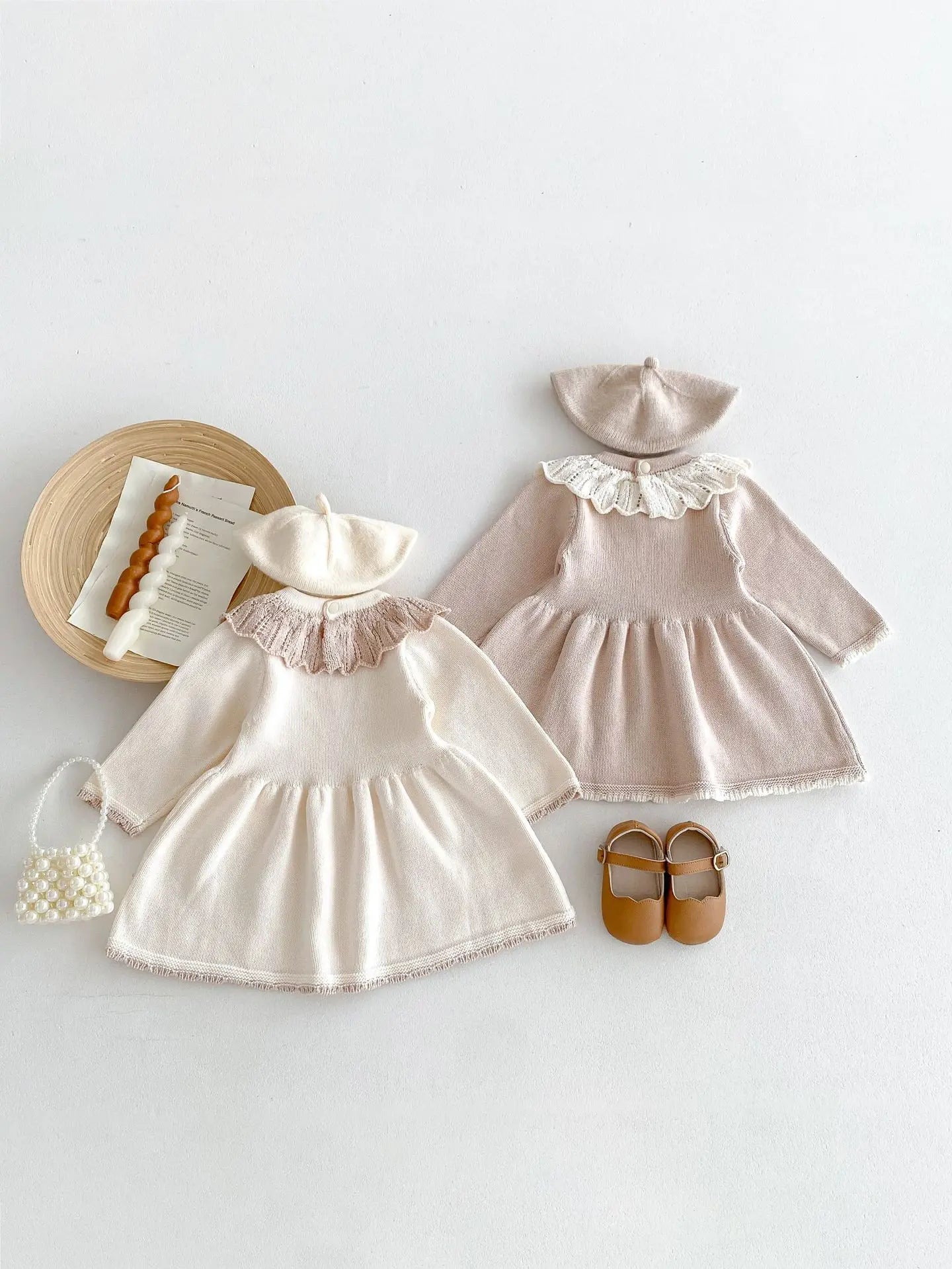 Dress for Baby Girls Soft Knitted Dress Autumn Winter Sweet Pink Princess Dress Girls Sweater Casual Baby Girl Clothing