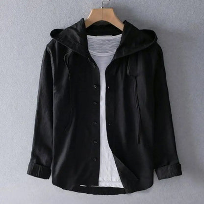 Men Summer Shirt Sun Anti UV Long Sleeve Hooded Drawstring Single breasted Soft Loose Breathable Cardigan Coat Top