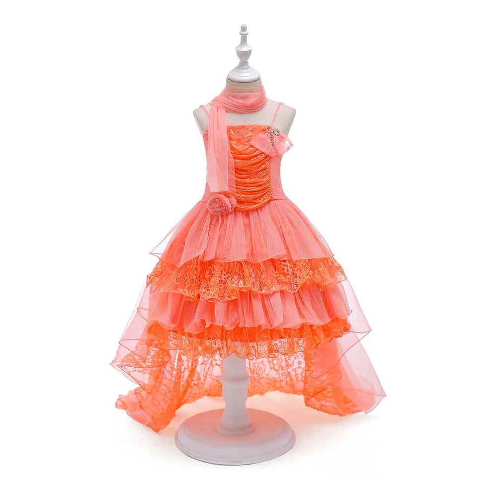 Summer 2025 Girls Dresses Kids Trailing Dresses Girls Kids Long Princess Dress Party Wedding Dresses 5 to 12 Years Old