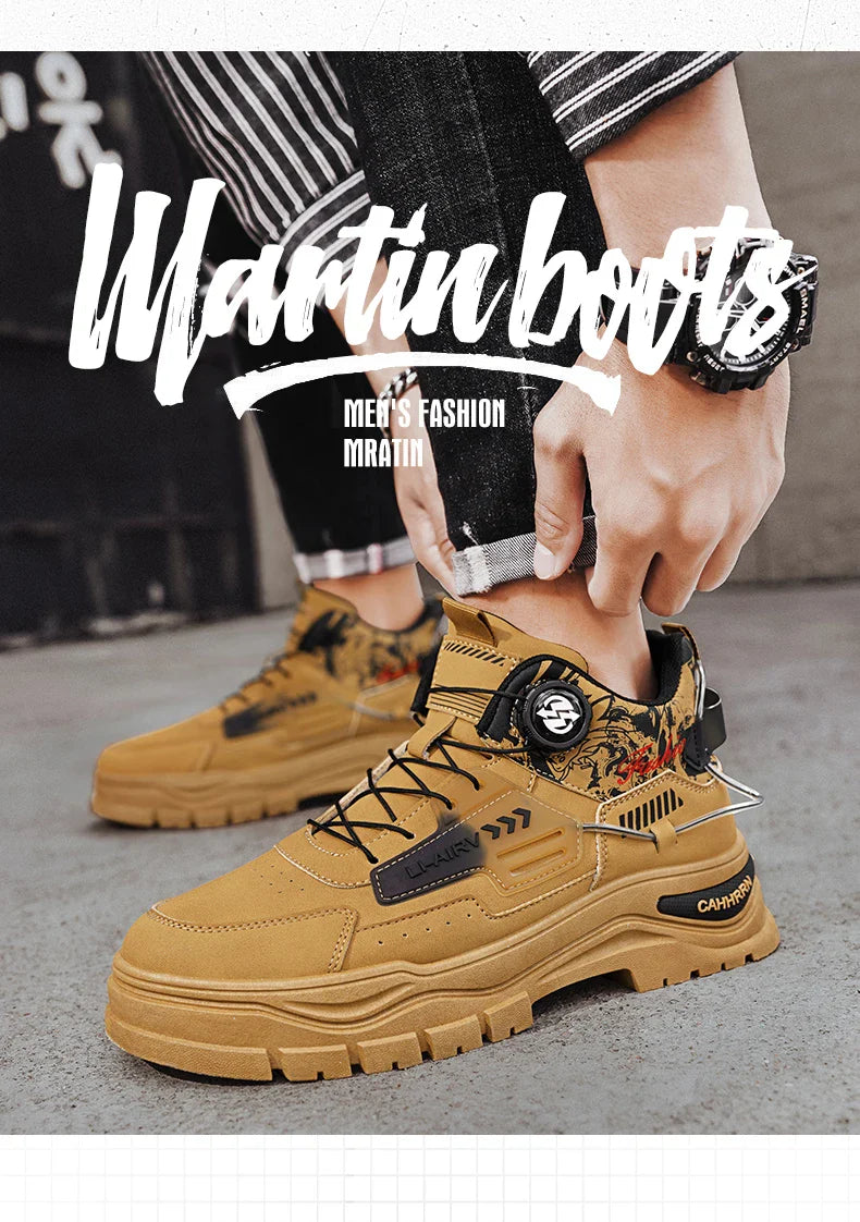 Men's Casual Outdoor Boots Fall Breathable Trendy Versatile Leisure Knob Board Shoes Anti-slip Riding Fashion Sneakers