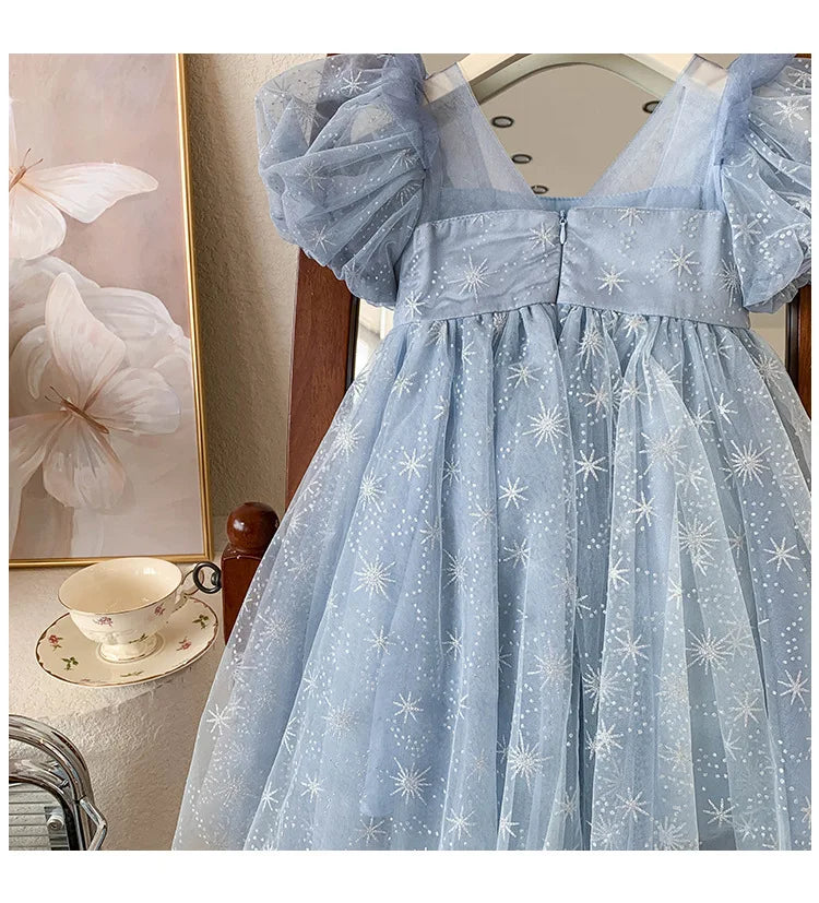 2024 New Girls Summer Dress Childrens Fashionable Sweet and Elegant Princess Dress Kids Designable Clothes