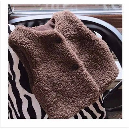 2025 New Winter Thickened Lamb Fur Vest Children's Warm Waistcoat Autumn 2-6 Years Girl's Thermal Coat New Boys Solid Clothes