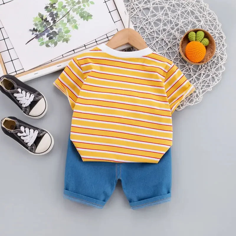 Summer Children Boys Clothing Kids Cartoon T-Shirt Shorts 2Pcs/Set Toddler Leisure Sport Suits Baby Cotton Tracksuits 0-5 Years
