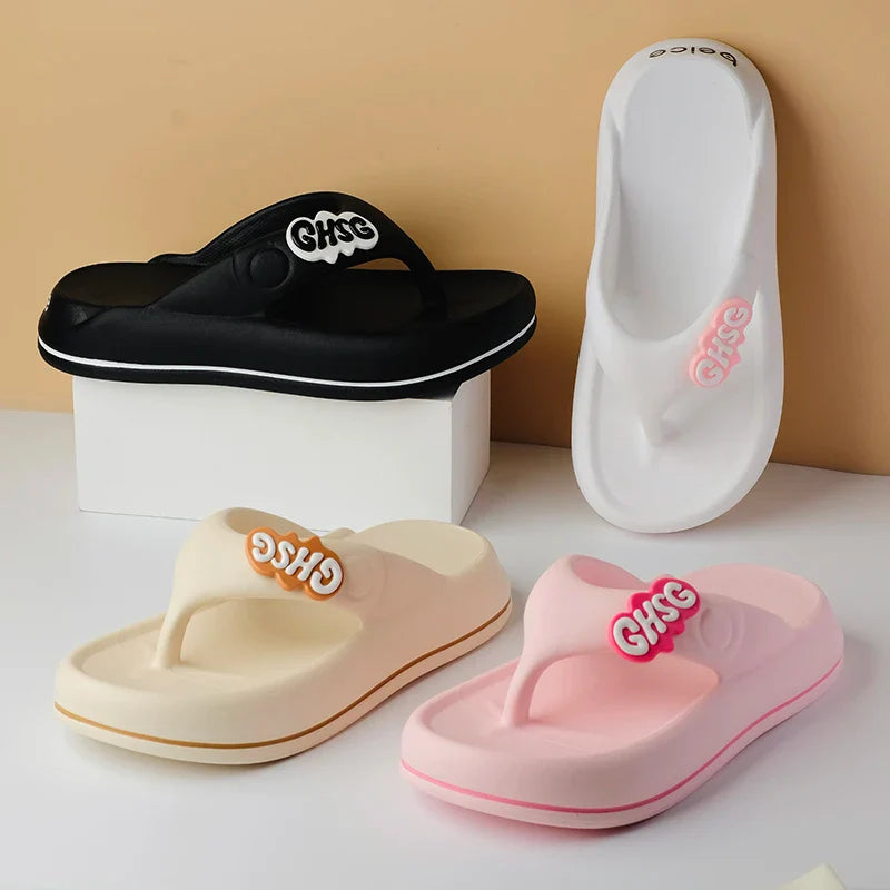 Solid Color Non-slip Leisure Couple Slippers Women Summer Beach Slippers Outdoor Women Flip Flops Breathable Beach sandals women