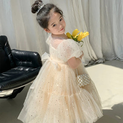 Summer Kids Girls' Dress  Baby Temperament Princess Dress Cute Sweet Children's Dress Westernized Dreamy Yarn Dress