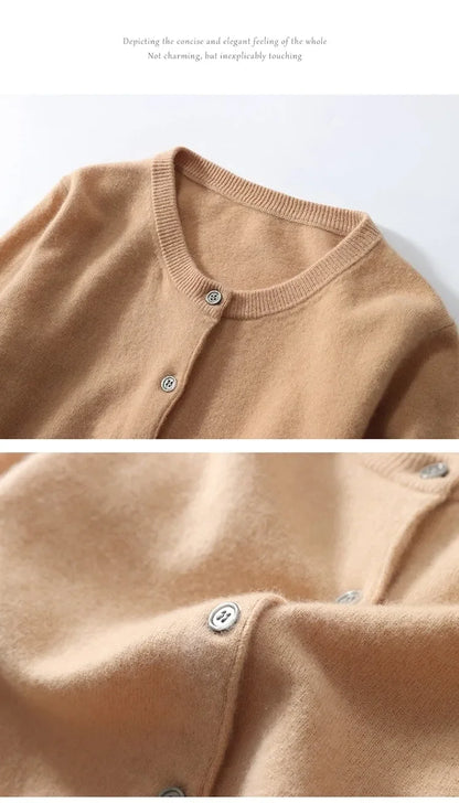 Women Autumn Winter Single-Breasted O-Collar Cardigan Vintage Long Sleeve Knitting Sweaters Casual Loose Versatile Streetwear