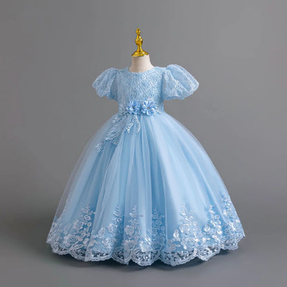 Party Dresses For Girls Flower Dress White Bridesmaid Wedding Pageant First Communion Clothes Birthday Party Piano Perform Gown