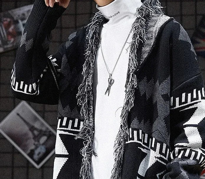 Knit Sweater Male Black Graphic Jacket Men's Clothing Coat No Hoodie Cardigan Tassel Sale V Order Designer Luxury Jumpers Casual