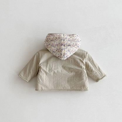 Kids Winter Jacket for Boy 1-6Y Girls Children's Coats Reversible Hooded Jacket Thickened Fleece Lined 2 Way Wear Warm Outerwear