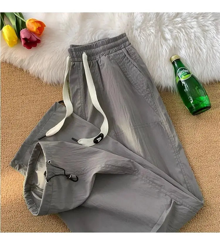 Summer Pants for Men Trendy and Versatile Loose Straight-leg Teenage American Quick-dry Cargo Casual