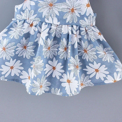 (Girls 0-3 Years Old) Summer New Girls Dress Floral Print Little Fresh Everyday Sweet Princess Dress with Bow