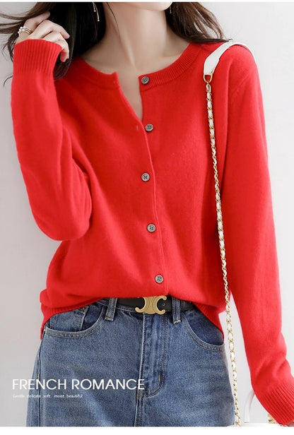 Women Autumn Winter Single-Breasted O-Collar Cardigan Vintage Long Sleeve Knitting Sweaters Casual Loose Versatile Streetwear