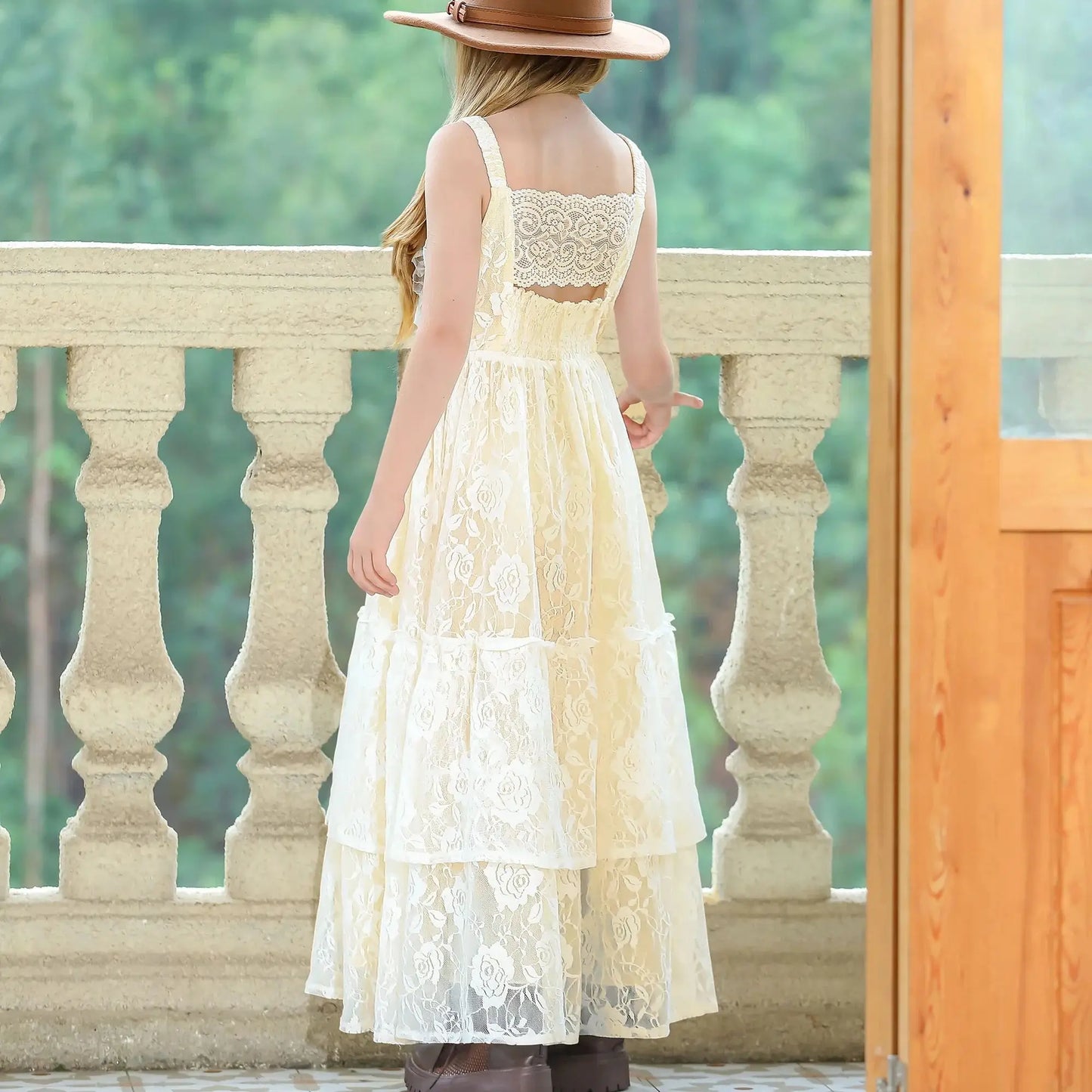 Summer Dress Girls Lace Flower Embroidery Dress Backless Toddler Bohemian Long Dress For Kids Birthday Wedding Party Beach Wear