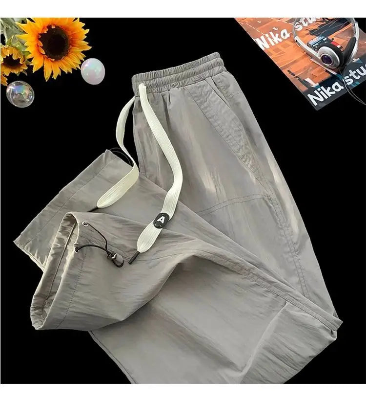 Summer Pants for Men Trendy and Versatile Loose Straight-leg Teenage American Quick-dry Cargo Casual