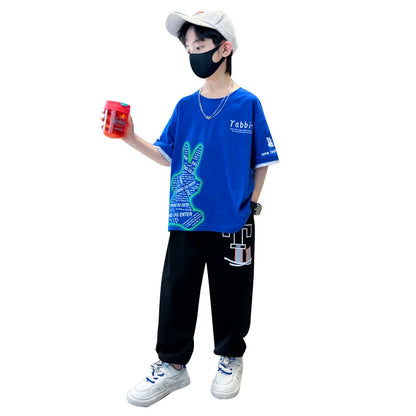 Boys Summer Clothing Set Children Short Sleeve Top + Mosquito-Repellent Pants Two Piece Set 2025 New