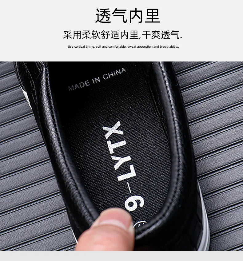 New Shoes for Men Leather Casual Shoes Spring Fashion Concise Flat Shoes 2 Colors Slip-on Loafers