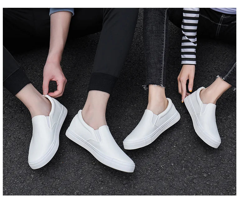 New Shoes for Men Leather Casual Shoes Spring Fashion Concise Flat Shoes 2 Colors Slip-on Loafers