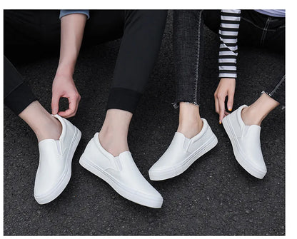 New Shoes for Men Leather Casual Shoes Spring Fashion Concise Flat Shoes 2 Colors Slip-on Loafers