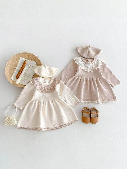 Dress for Baby Girls Soft Knitted Dress Autumn Winter Sweet Pink Princess Dress Girls Sweater Casual Baby Girl Clothing