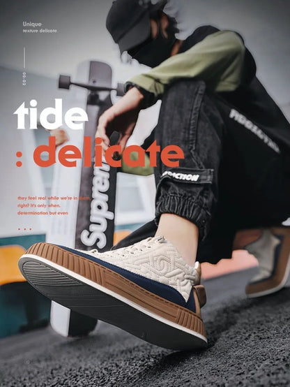 Men Sneakers Fashion Trend Luxury Brand Casual Flat Shoes Vulcanize Shoe Male Outdoors Non-slip wear-resistant Hiking Shoes 2023