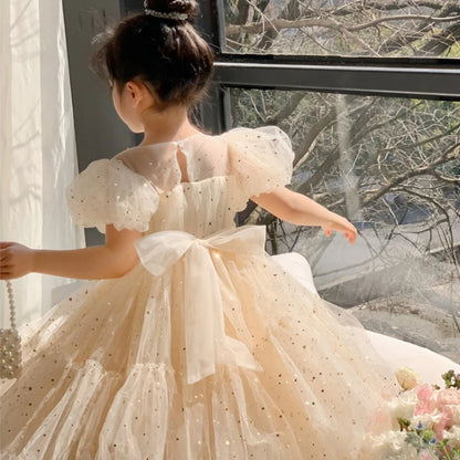 Summer Kids Girls' Dress  Baby Temperament Princess Dress Cute Sweet Children's Dress Westernized Dreamy Yarn Dress