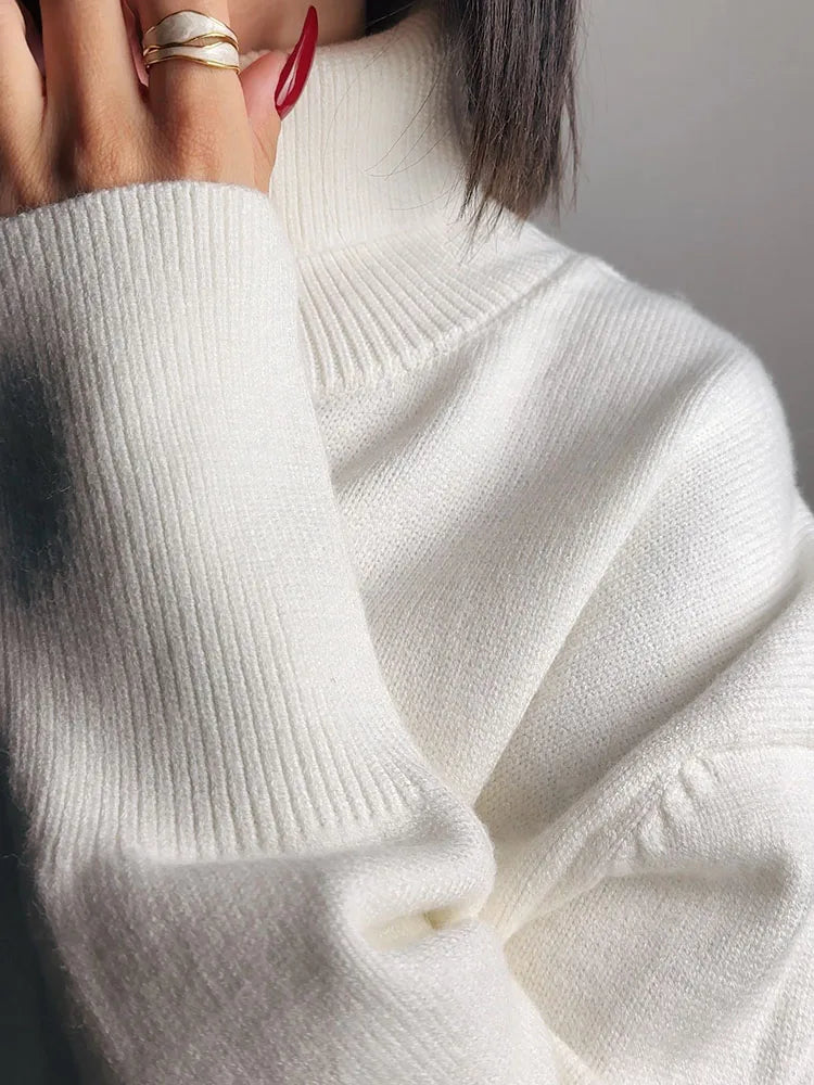 Winter Clothes Brown Sweaters Women Oversize Turtleneck Warm Pullovers Thick Sweaters For Women Oversized Sweater White Jumpers