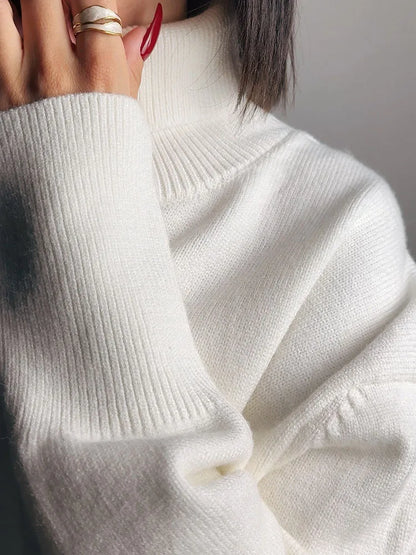 Winter Clothes Brown Sweaters Women Oversize Turtleneck Warm Pullovers Thick Sweaters For Women Oversized Sweater White Jumpers