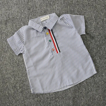 Summer Boys Clothing Sets Cotton Striped Short Sleeve Shirt Pants 2Pcs Suit For 2-6 Years Kids Casual Outfits Gentlemen Suit