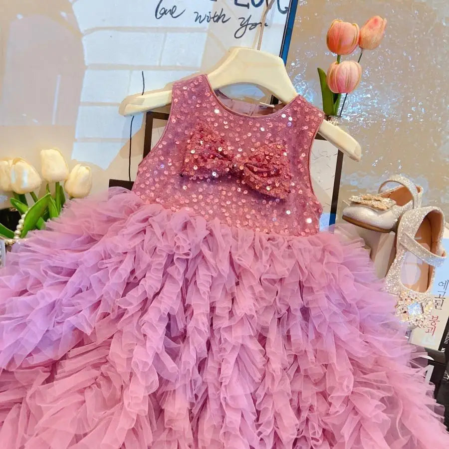 Girls Princess Dresses Summer 2025 Children Birthday Party Dress For Baby Girl Clothes Kids Wedding Outfits Sleeveless Costume 7