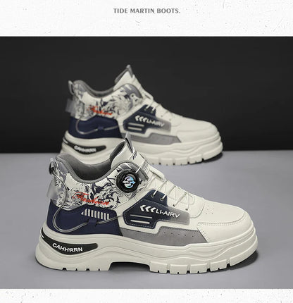 Men's Casual Outdoor Boots Fall Breathable Trendy Versatile Leisure Knob Board Shoes Anti-slip Riding Fashion Sneakers