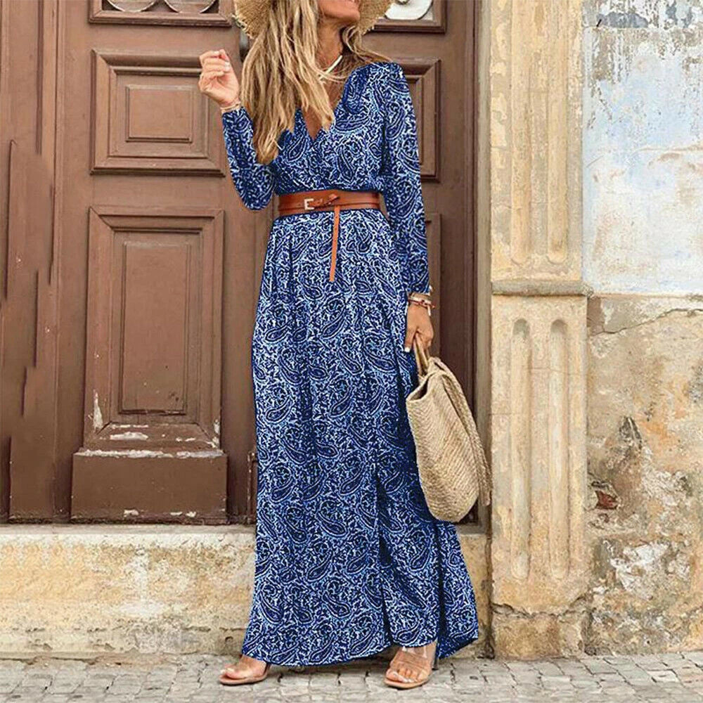 Long Dress for Women 2025 Summer Beach Bohemian Dresses Vestido Casual Robe Female Clothing Y2K Floral Skirt Elegant Maxi Dress
