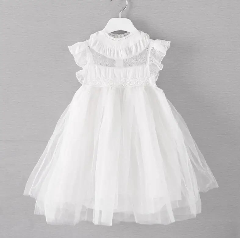 New Wedding Flower Girl Dresses for Kids Princess Dress Sleeveless Summer Birthday Party Pageant Toddler Lace Tulle Dress 1-7T