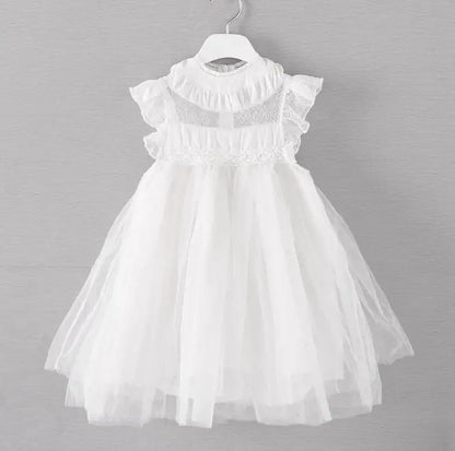 New Wedding Flower Girl Dresses for Kids Princess Dress Sleeveless Summer Birthday Party Pageant Toddler Lace Tulle Dress 1-7T