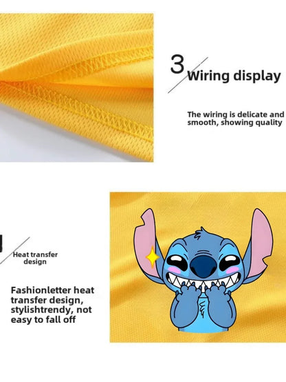 Summer Boys Basketball Clothes Sets Breathable Mesh Children's Casual Outfits Stitch Printed Kids Vest and Shorts 2pcs Suit New