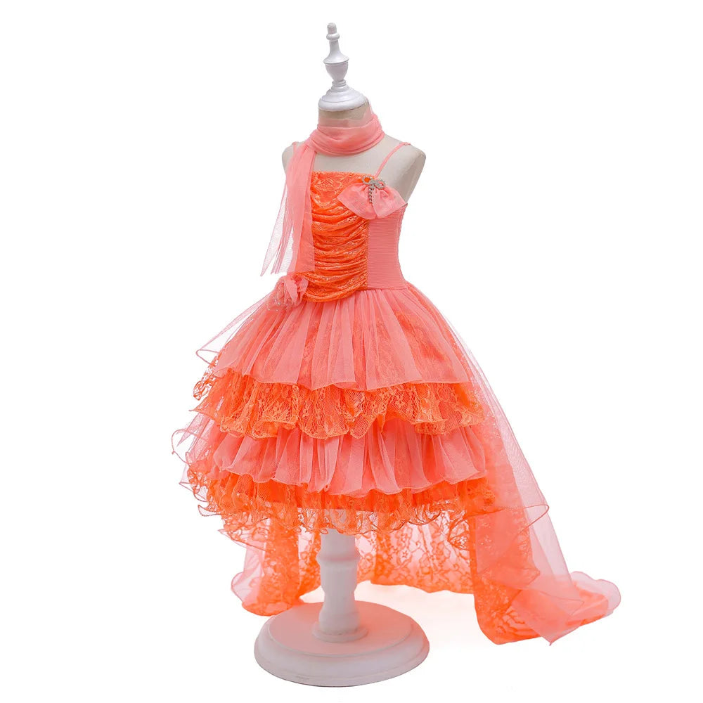 Summer 2025 Girls Dresses Kids Trailing Dresses Girls Kids Long Princess Dress Party Wedding Dresses 5 to 12 Years Old