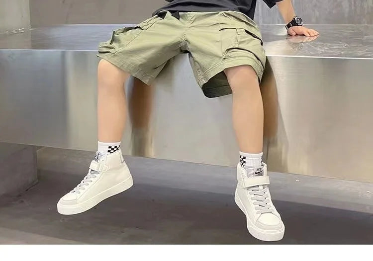Boys Summer Set 2024 New Western Style Summer Children's Korean Loose Short Sleeved Workwear Two Piece Set Trendy