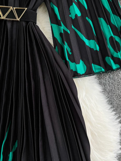 Women's Summer Dress Light Mature Style Retro Style Ruffled 5/4 Sleeves Round Neck Waist Shrinking Print A-line Dress D3971