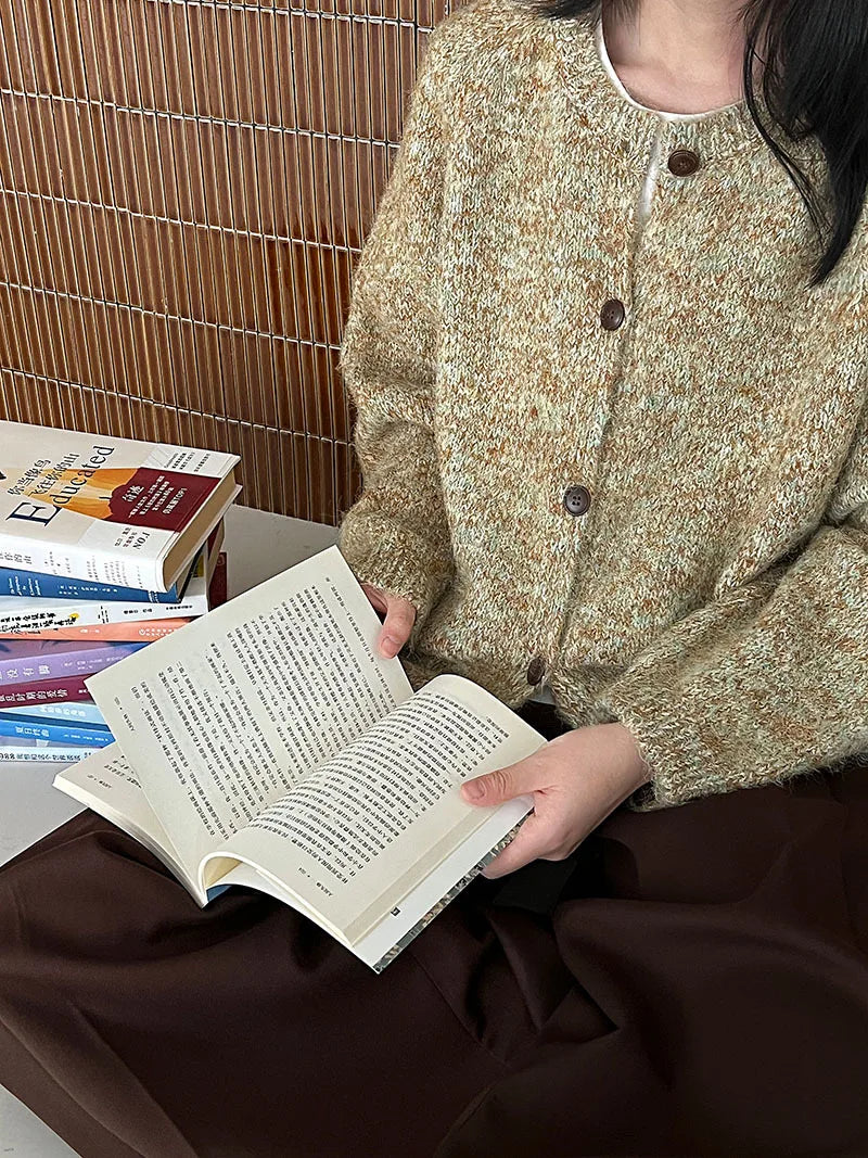 2025 Women Winter Warm Sweater O-Neck Colorful Wool Blend Knitted Cardigans Coat Autumn Clothes Tops For Women Sweater