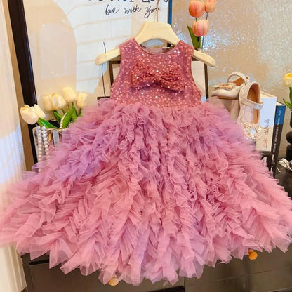 Girls Princess Dresses Summer 2025 Children Birthday Party Dress For Baby Girl Clothes Kids Wedding Outfits Sleeveless Costume 7