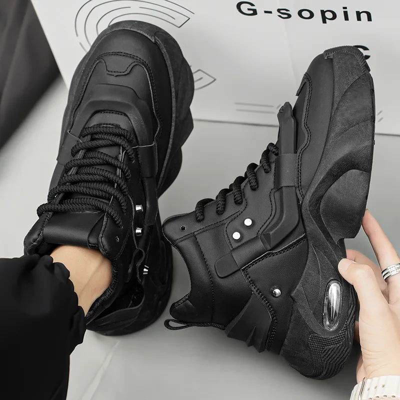 Shoes for Men High Quality Platform Sneaker Fashion High-top Leather Sports Men Shoes Thick-soled Casual Shoes Zapatillas Hombre